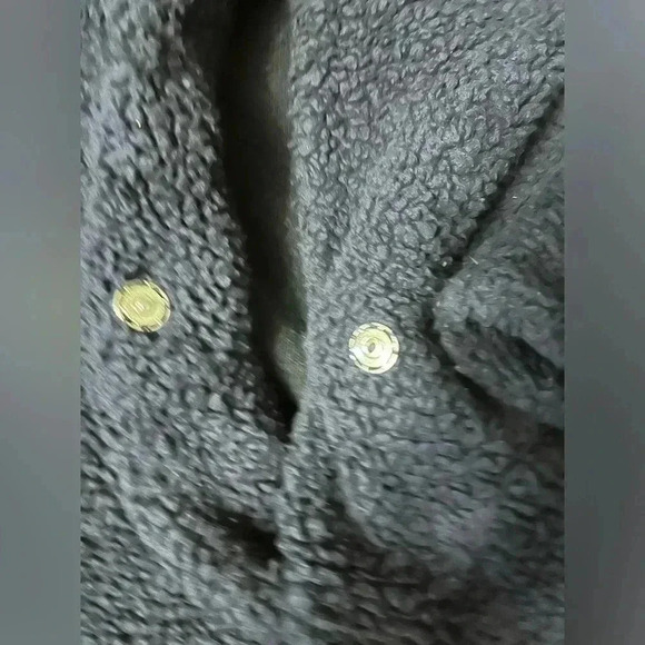 Iro Faux Shearling Piacie Jacket Oversized Navy Snap Front Heavy Pockets Size 34 - Picture 7 of 12